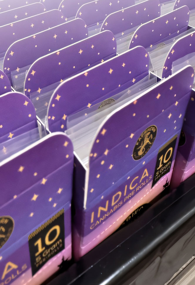 stacks of boxes of pre-roll cannabis joints by Kaprikorn