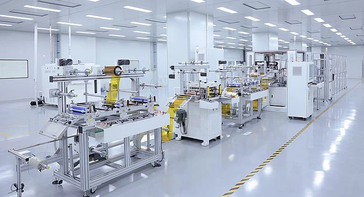 The Role of Automation in Modern Production Stäubli Palcan 750 automated production line in a high-tech cleanroom facility for fuel cell or semiconductor manufacturing.